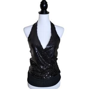 Sequence Halter Blouse, Small, Party Top, Black
